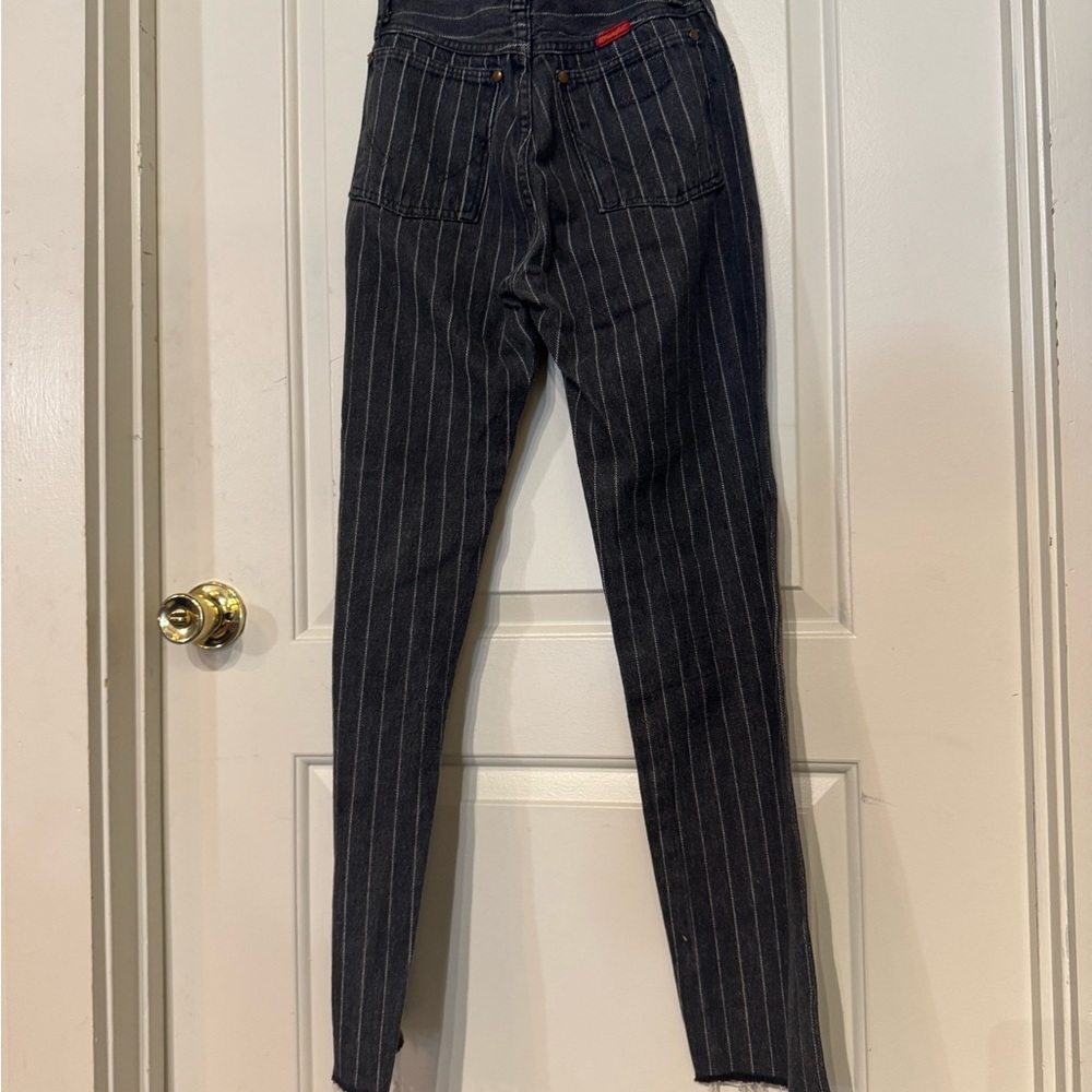 Wrangler Vintage Striped Black High Rise Jeans with Slim Fit